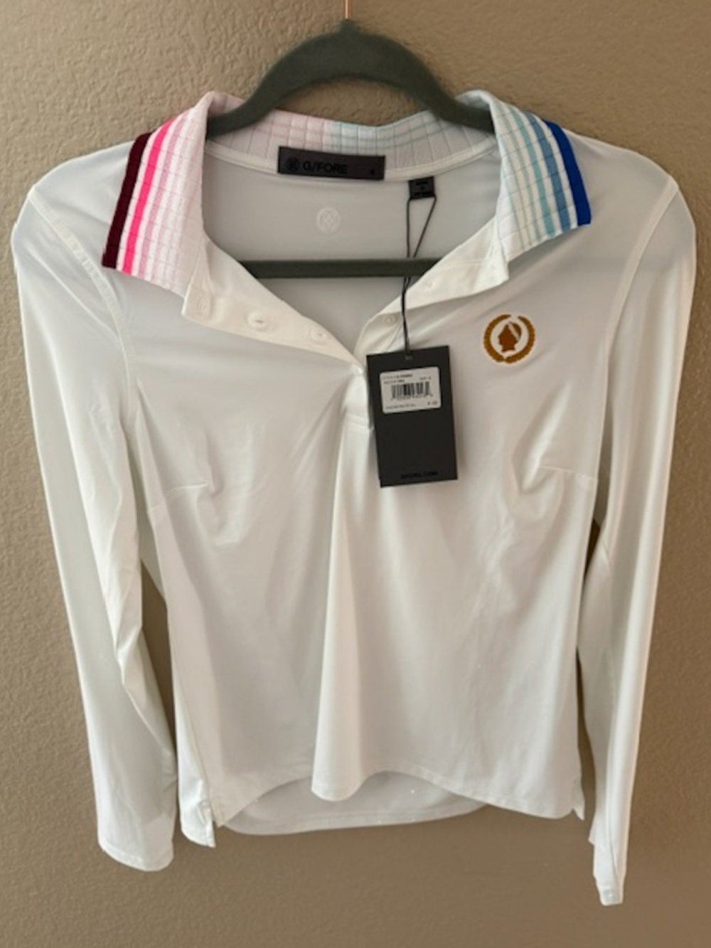 G/Fore Silky Tech Nylon Polo - Long Sleeve in White, Size Small
